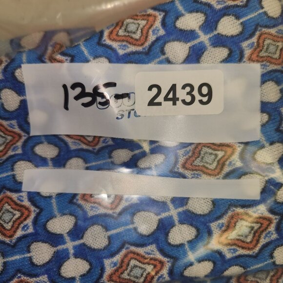 Chicos Womens 1 Blue Patterned Short Sleeve Pullover V-Neck Top 2439 - Picture 7 of 7